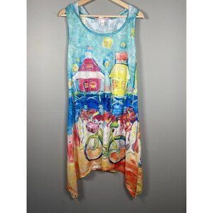 Leoma Lovegrove‎ Happy Place Women’s M Hooded Cover Up Vented Sleeveless Beach